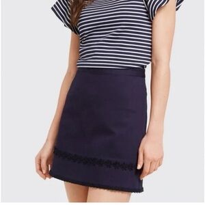 Draper James A-Line Mini Skirt Blue SZ 4 Preppy Floral Office Intern Coquette